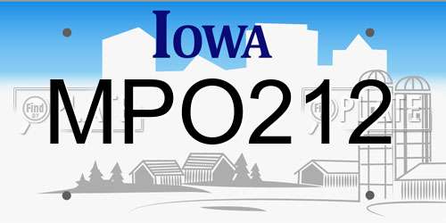 MPO212 Iowa License Plate