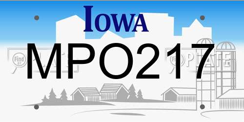 MPO217 Iowa License Plate