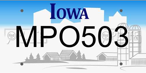 MPO503 Iowa License Plate