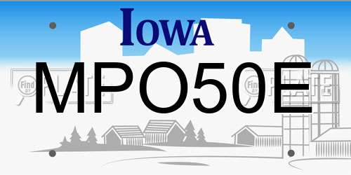 MPO50E Iowa License Plate