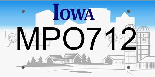 MPO712 Iowa License Plate