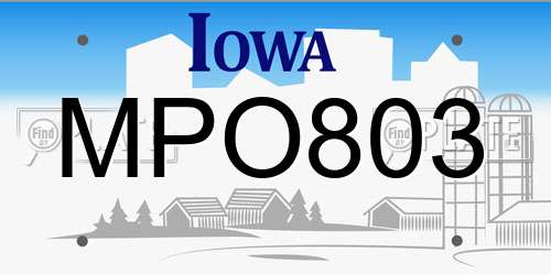 MPO803 Iowa License Plate