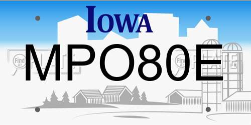 MPO80E Iowa License Plate
