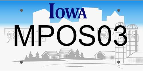 MPOS03 Iowa License Plate