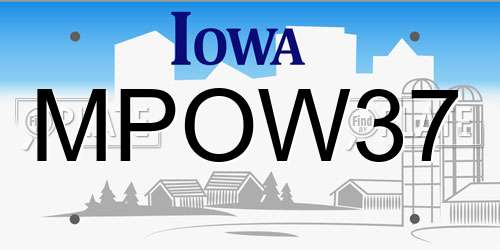 MPOW37 Iowa License Plate