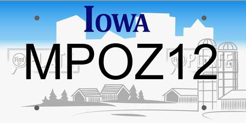 MPOZ12 Iowa License Plate