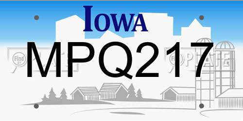 MPQ217 Iowa License Plate