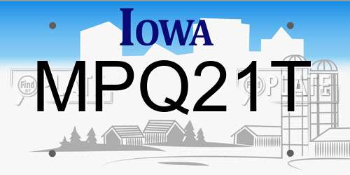 MPQ21T Iowa License Plate