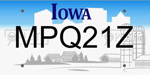 MPQ21Z Iowa License Plate