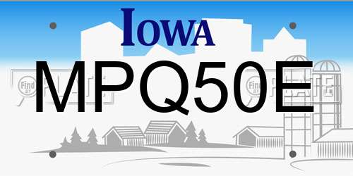 MPQ50E Iowa License Plate