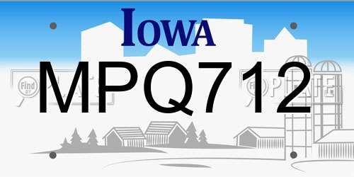 MPQ712 Iowa License Plate