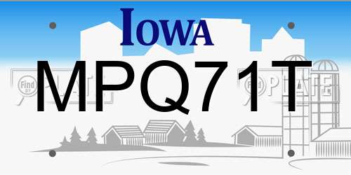 MPQ71T Iowa License Plate