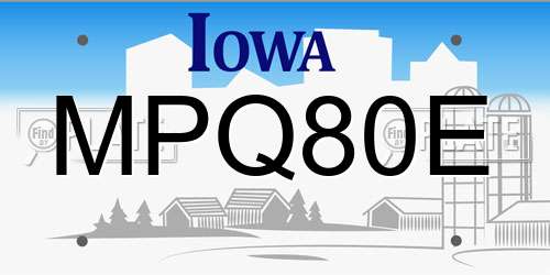 MPQ80E Iowa License Plate