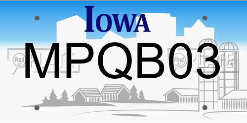 MPQB03 Iowa License Plate
