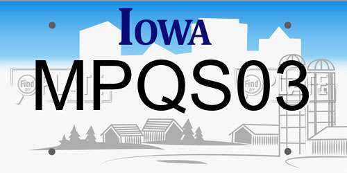 MPQS03 Iowa License Plate