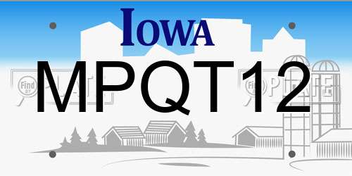 MPQT12 Iowa License Plate