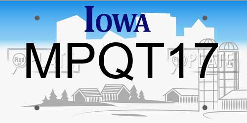 MPQT17 Iowa License Plate