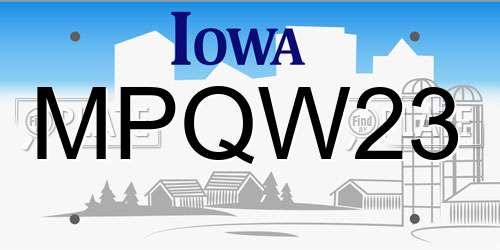 MPQW23 Iowa License Plate