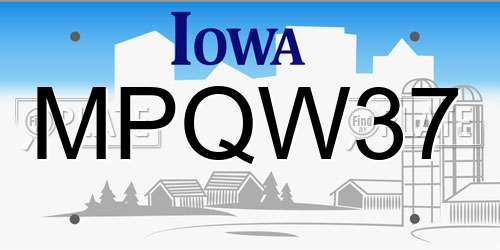 MPQW37 Iowa License Plate