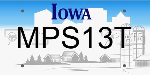 MPS13T Iowa License Plate