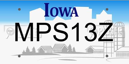 MPS13Z Iowa License Plate