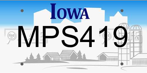 MPS419 Iowa License Plate