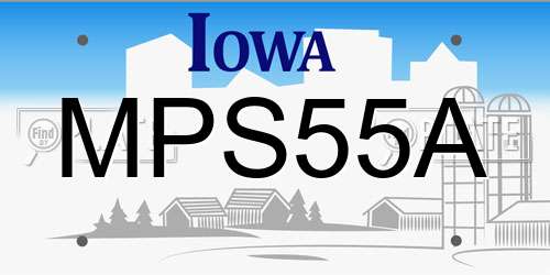 MPS55A Iowa License Plate