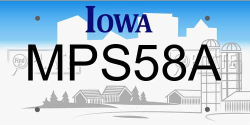 MPS58A Iowa License Plate