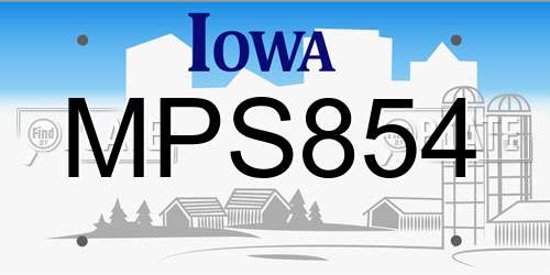 MPS854 Iowa License Plate