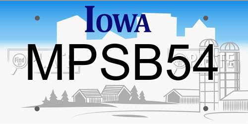 MPSB54 Iowa License Plate