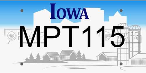 MPT115 Iowa License Plate