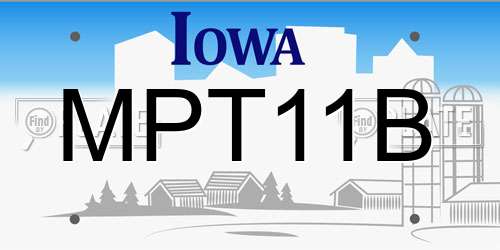 MPT11B Iowa License Plate