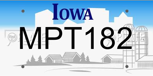 MPT182 Iowa License Plate
