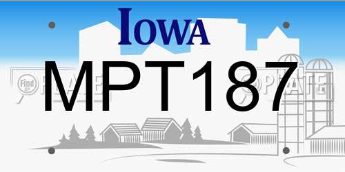 MPT187 Iowa License Plate
