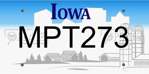 MPT273 Iowa License Plate