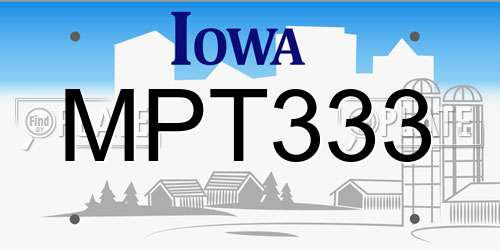 MPT333 Iowa License Plate