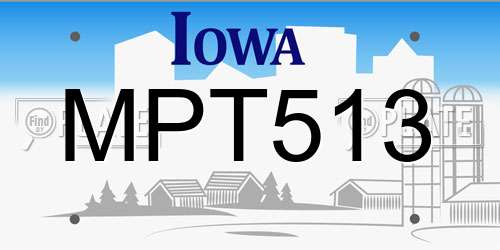 MPT513 Iowa License Plate