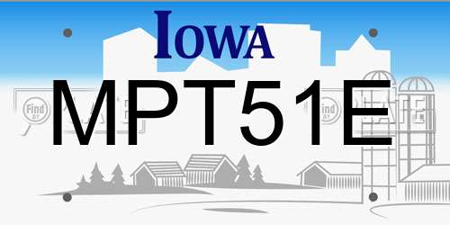 MPT51E Iowa License Plate
