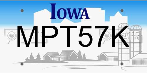 MPT57K Iowa License Plate
