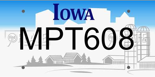MPT608 Iowa License Plate