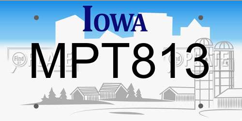 MPT813 Iowa License Plate