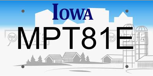 MPT81E Iowa License Plate