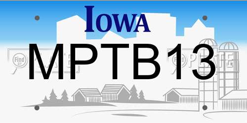 MPTB13 Iowa License Plate