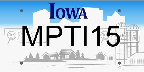 MPTI15 Iowa License Plate