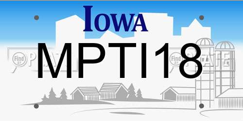 MPTI18 Iowa License Plate