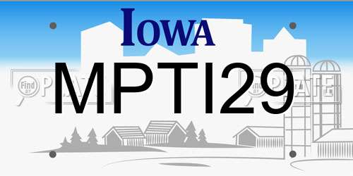 MPTI29 Iowa License Plate
