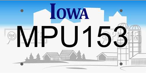 MPU153 Iowa License Plate