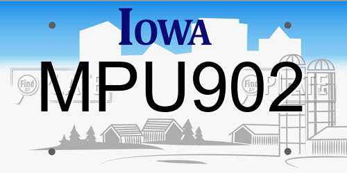 MPU902 Iowa License Plate
