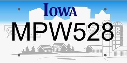 MPW528 Iowa License Plate
