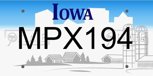 MPX194 Iowa License Plate